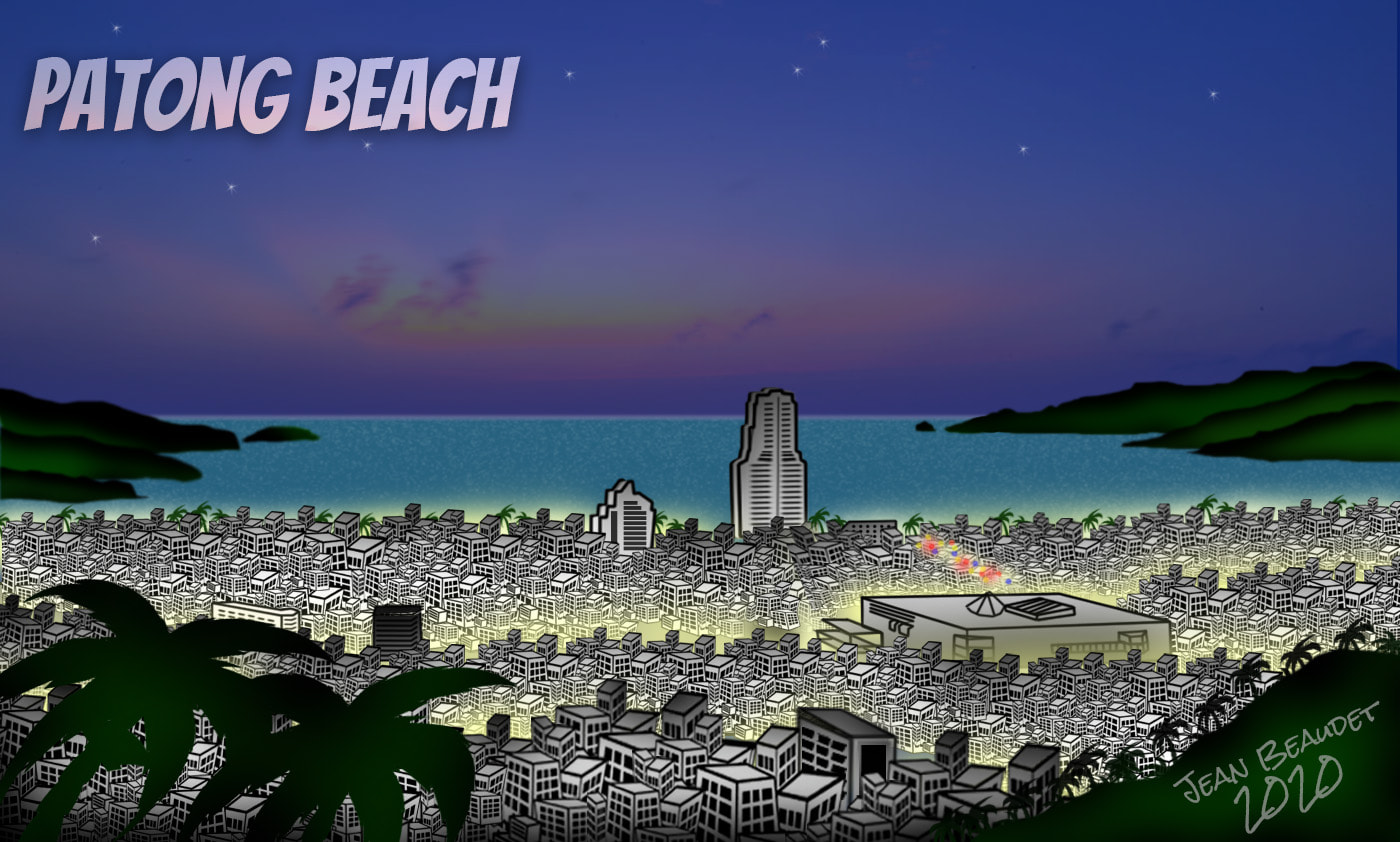Patong Beach sunset artwork by Jean Beaudet 2020